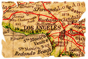 old map of Los Angeles, California